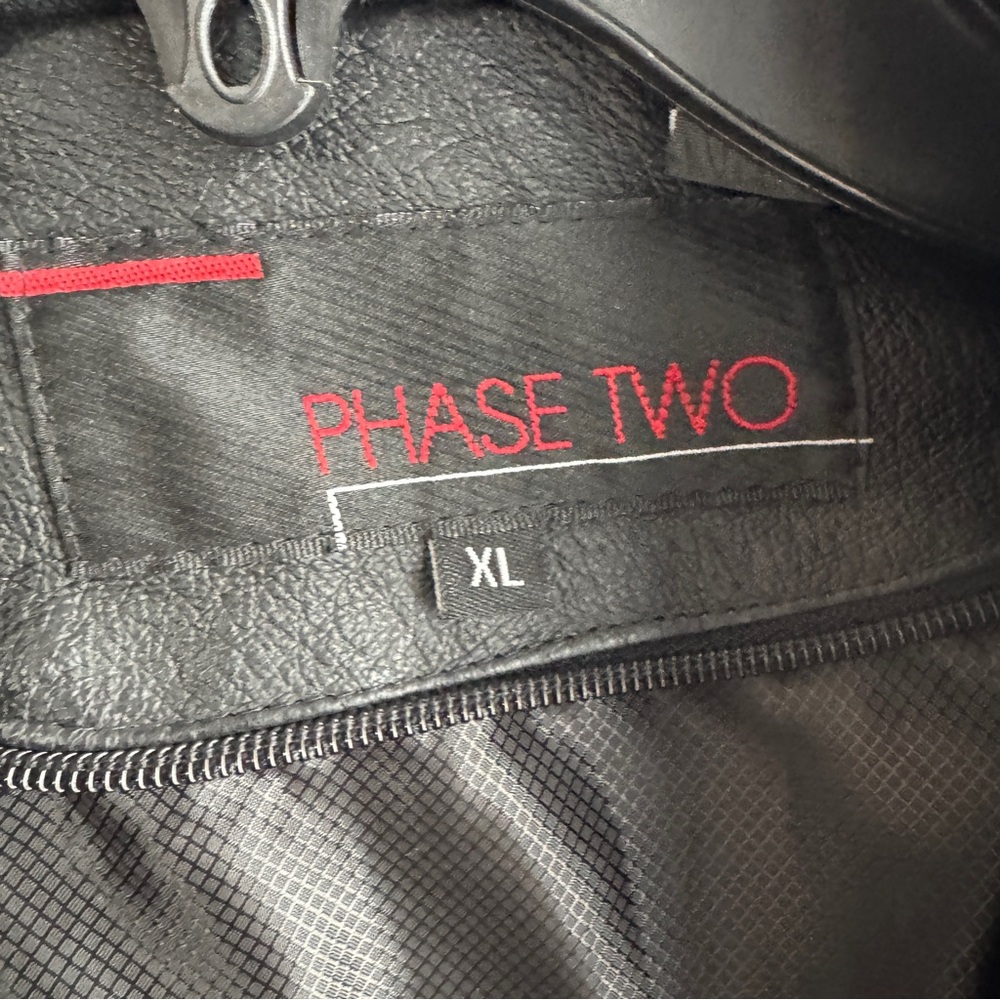 Phase Two Black Leather Bomber Jacket Size Xl - image 6